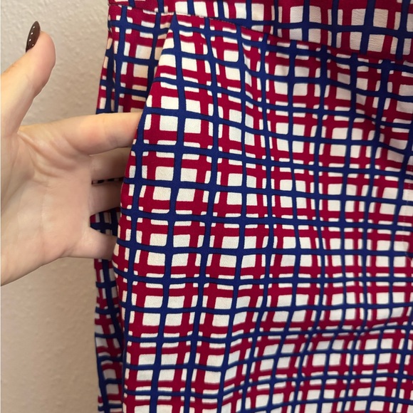 NWT Diane Von Furstenberg Red and Blue Checkered Cigarette Pants Sz 14 - Picture 3 of 6